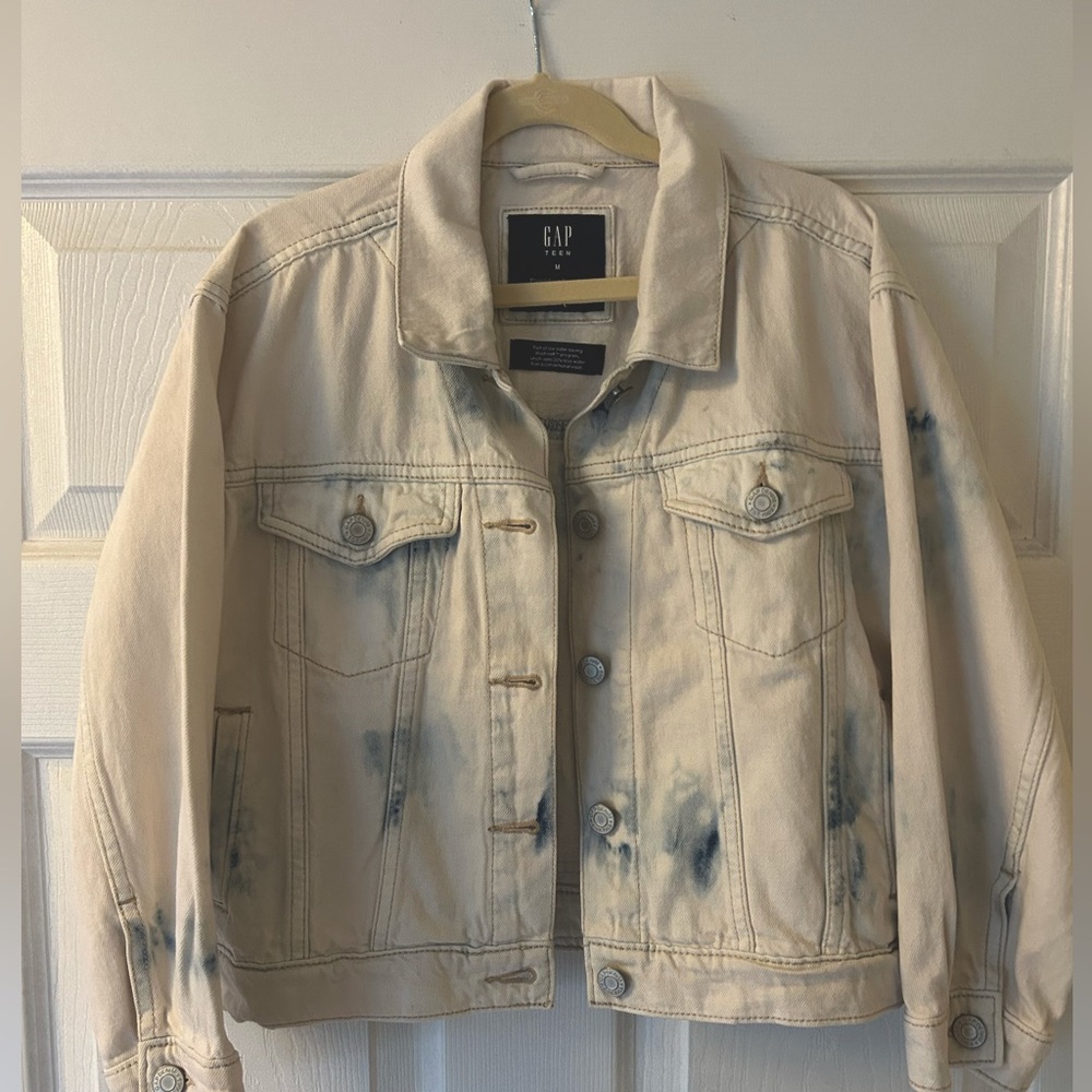 Gap teen kids acid wash denim crop jacket